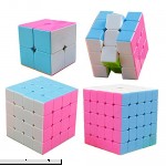 HJXD Magic Cube Set 4 Pack 2x2x2 3x3x3 4x4x4 5x5x5 Stickerless Speed Cube Pink  B01N6NEZMC